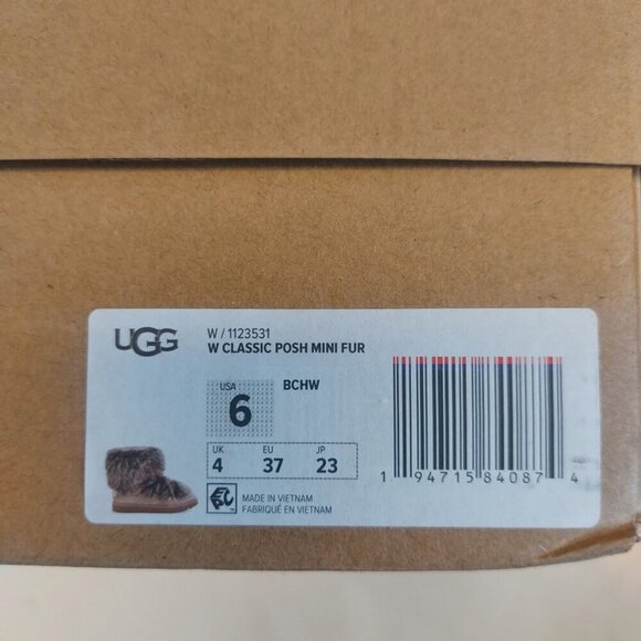 UGG Womens Size 6 Classic Posh Mini Fur Longhair Sheepskin Suede Boots Beachwood - Picture 9 of 10